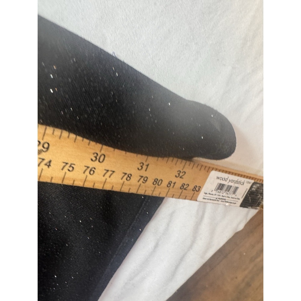 New Blu Sage Women's Black Chiffon Silver Glitter Wide Leg Belted Lined Pants L - Picture 6 of 8